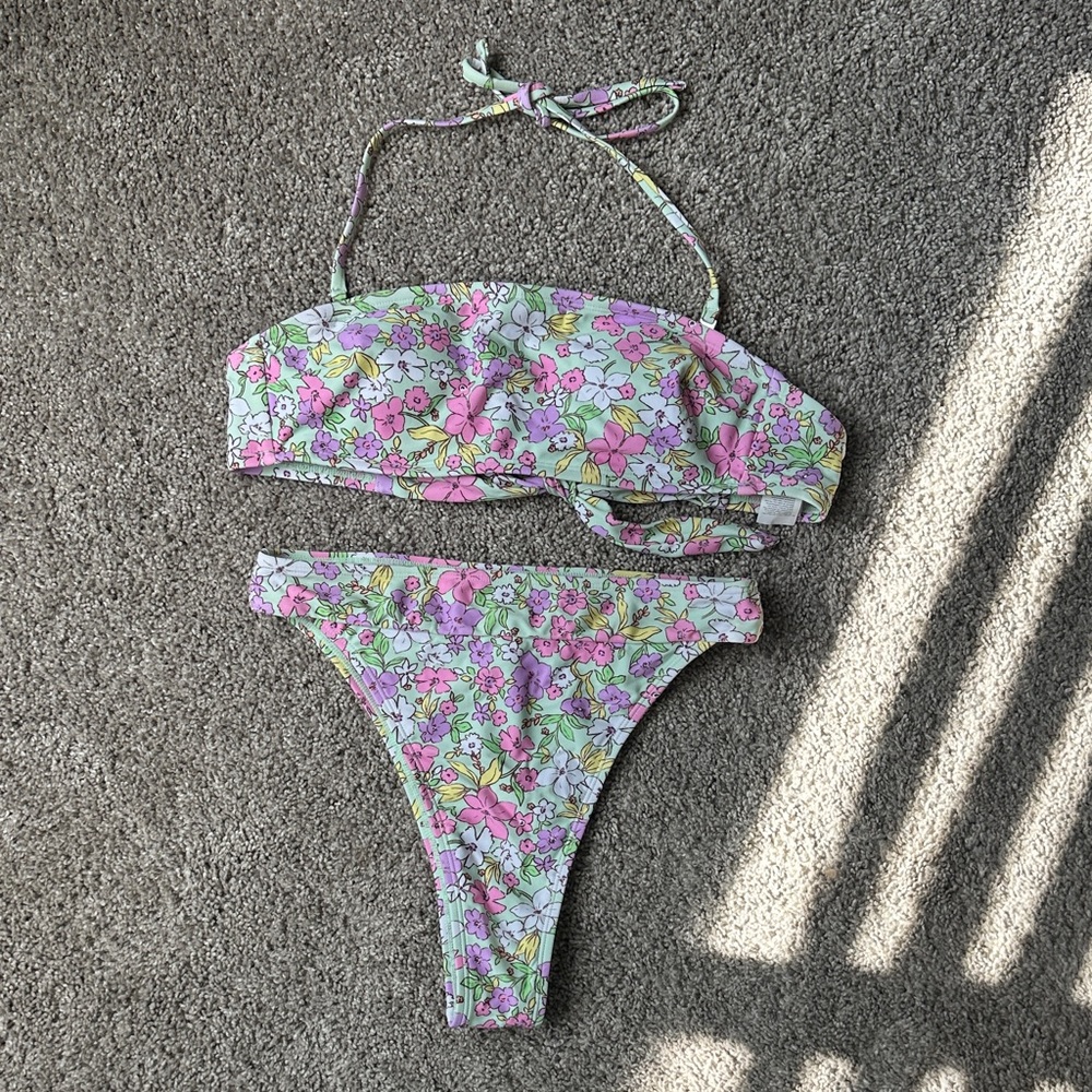 Cupshe Floral Bikini - Pink and Green